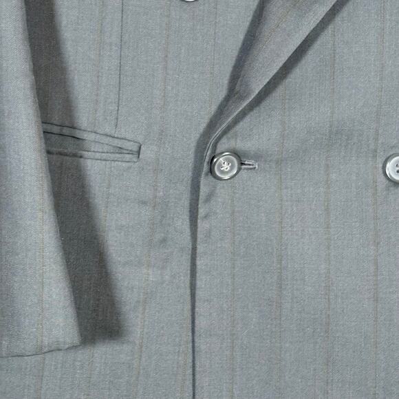 Givenchy Monsieur Double Breasted‎ Blazer Men's XL Gray Striped Jacket Coat Wool - Picture 4 of 16